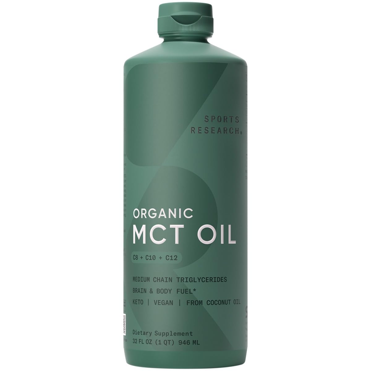 Sports Research Organic MCT Oil - Keto & Vegan MCTs C8, C10, C12 from Coconuts - Fatty Acid Brain & Body Fuel, Non-GMO & Gluten Free - Flavorless Oil, Perfect in Coffee, Tea & Protein Shakes - 32 oz - dailyvitalstore