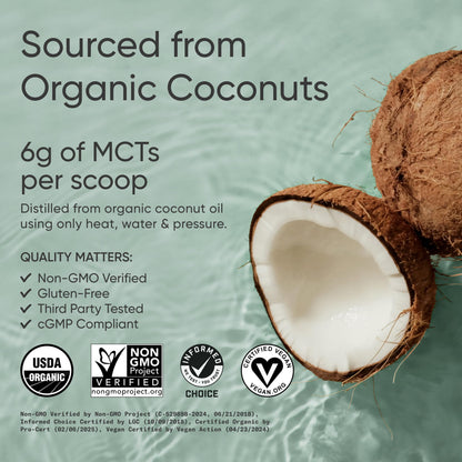 Sports Research Organic MCT Oil Powder - Keto & Vegan MCTs C8, C10 from Coconuts - Fatty Acid Brain & Body Fuel*, Non-GMO & Gluten Free - Unflavored, Perfect in Coffee, Tea & Protein Shakes - 10.6 oz - dailyvitalstore