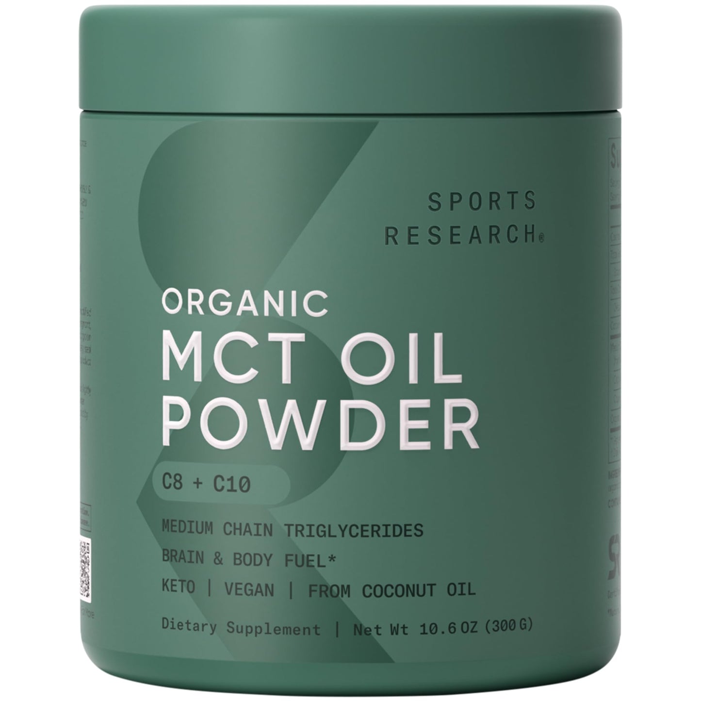Sports Research Organic MCT Oil Powder - Keto & Vegan MCTs C8, C10 from Coconuts - Fatty Acid Brain & Body Fuel*, Non-GMO & Gluten Free - Unflavored, Perfect in Coffee, Tea & Protein Shakes - 10.6 oz - dailyvitalstore