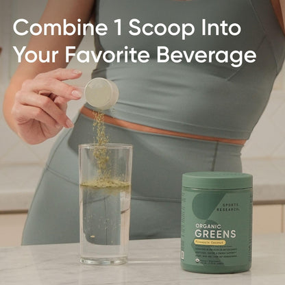 Sports Research® Organic Pineapple Coconut Greens - Digestive Health, Natural Energy & Mood Support* - Certified Organic Powder - 20 Servings - dailyvitalstore