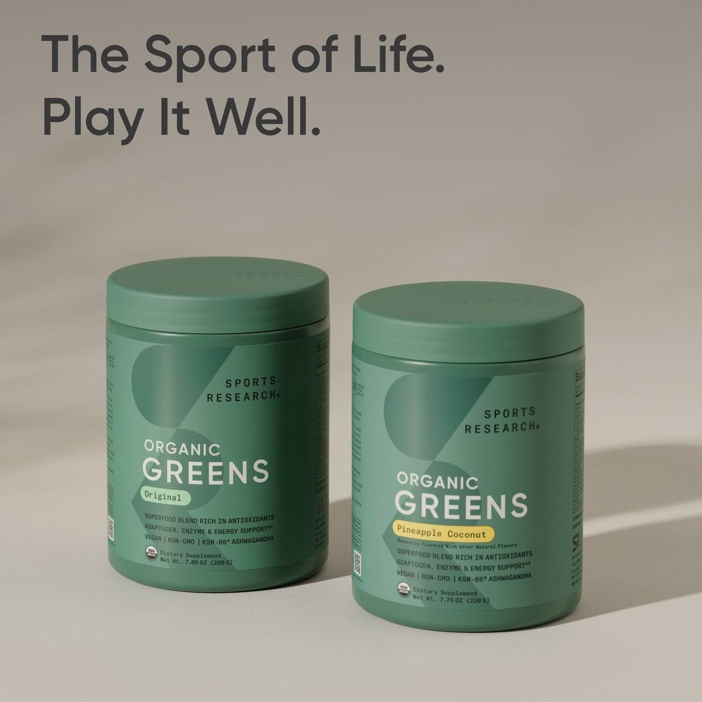 Sports Research® Organic Pineapple Coconut Greens - Digestive Health, Natural Energy & Mood Support* - Certified Organic Powder - 20 Servings - dailyvitalstore