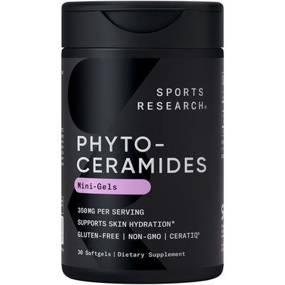 Sports Research® Phytoceramides 350mg per softgel - Plant Derived Ceramides for Healthy Skin and Hydration - Non GMO with No Fillers or Synthetic Vitamins - 30 Liquid softgels - dailyvitalstore