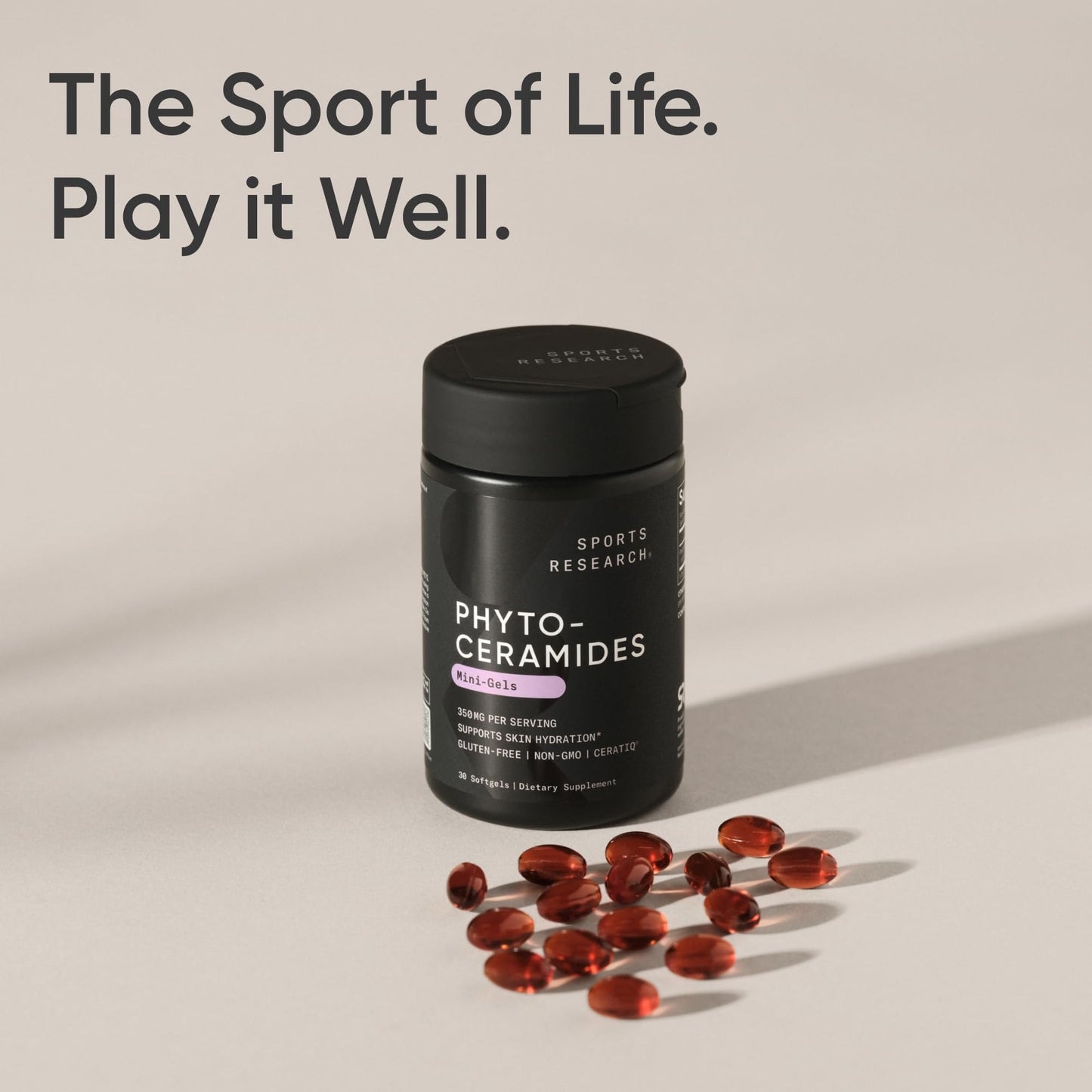 Sports Research® Phytoceramides 350mg per softgel - Plant Derived Ceramides for Healthy Skin and Hydration - Non GMO with No Fillers or Synthetic Vitamins - 30 Liquid softgels - dailyvitalstore