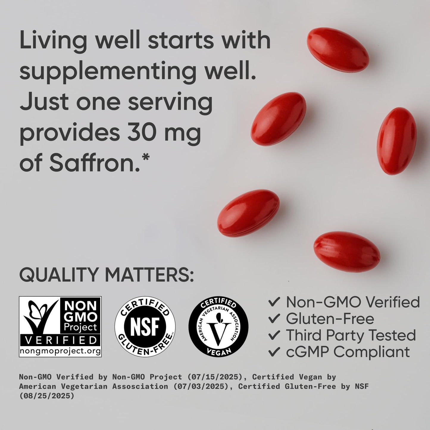Sports Research® Pure Saffron Supplement, 30 mg - Mood & Stress Support - Made w/Affron® Saffron Extract - Vegan Certified · Non-GMO · Gluten Free – 60 Veggie Softgels - dailyvitalstore