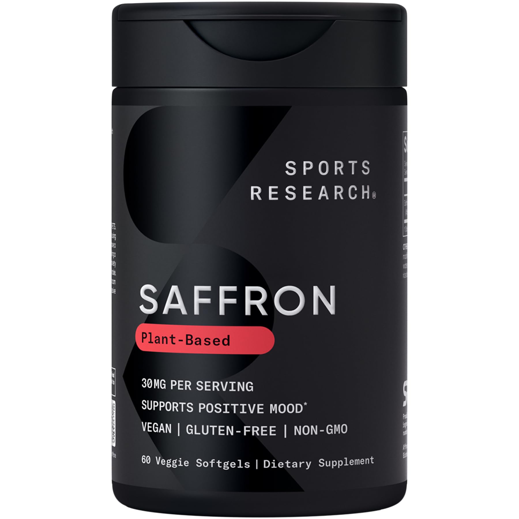 Sports Research® Pure Saffron Supplement, 30 mg - Mood & Stress Support - Made w/Affron® Saffron Extract - Vegan Certified · Non-GMO · Gluten Free – 60 Veggie Softgels - dailyvitalstore
