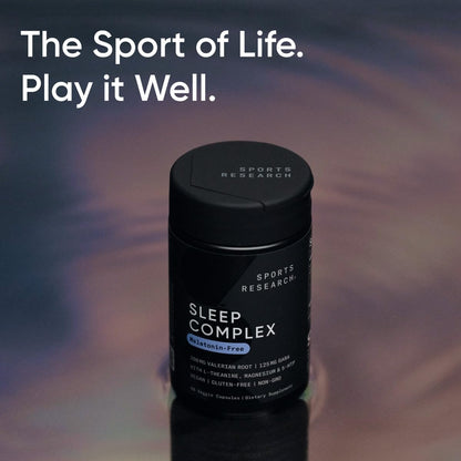 Sports Research® Sleep Complex- Melatonin-Free Vegan Capsules - with Valerian Root, GABA, L-Theanine, Magnesium & 5-HTP - 30 Servings - dailyvitalstore
