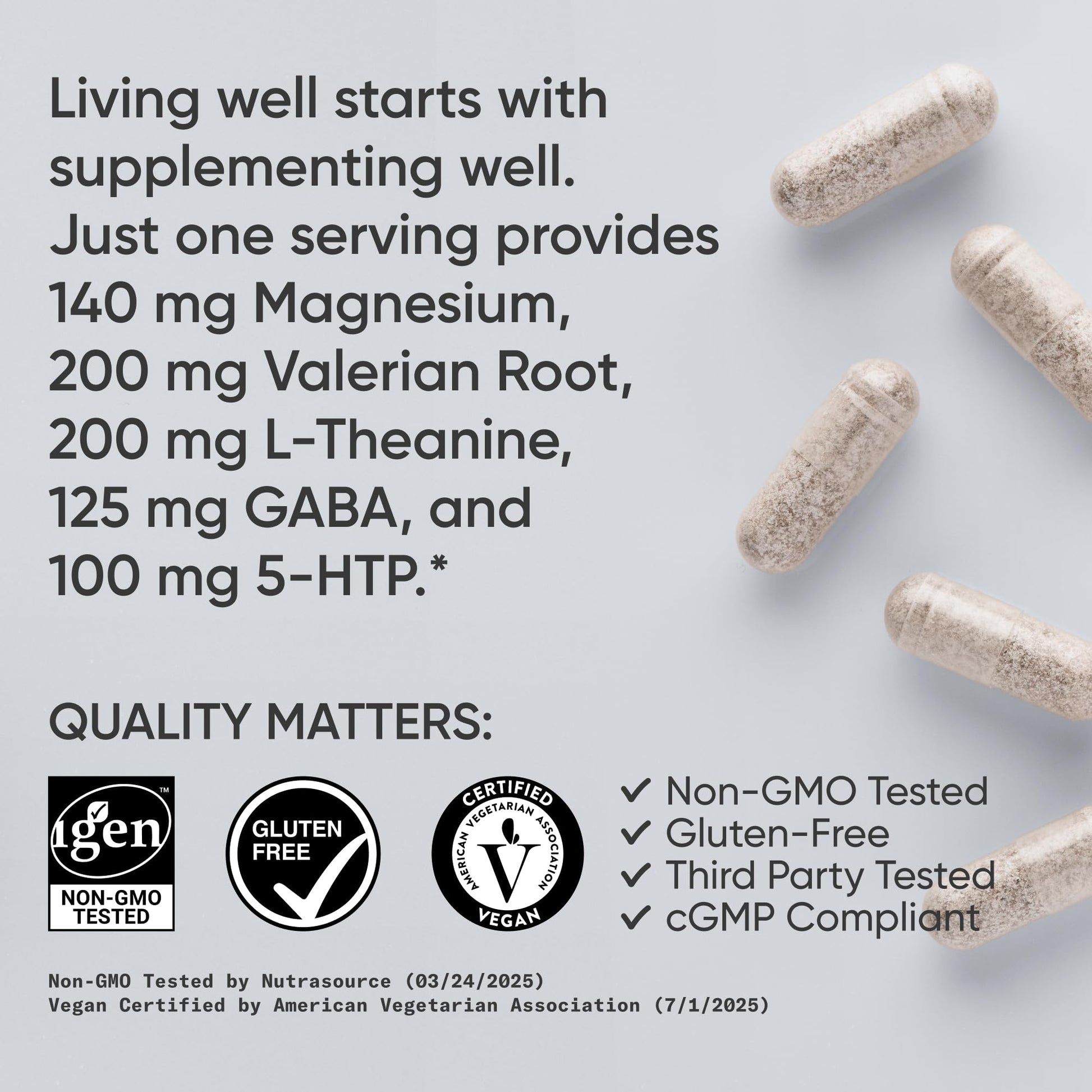 Sports Research® Sleep Complex- Melatonin-Free Vegan Capsules - with Valerian Root, GABA, L-Theanine, Magnesium & 5-HTP - 30 Servings - dailyvitalstore