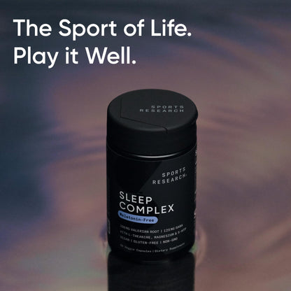 Sports Research® Sleep Complex- Melatonin-Free Vegan Capsules - with Valerian Root, GABA, L-Theanine, Magnesium & 5-HTP - 30 Servings - dailyvitalstore