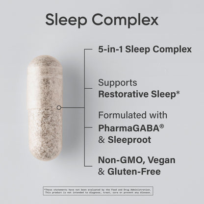 Sports Research® Sleep Complex- Melatonin-Free Vegan Capsules - with Valerian Root, GABA, L-Theanine, Magnesium & 5-HTP - 30 Servings - dailyvitalstore