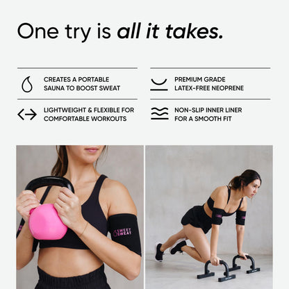 Sports Research Sweet Sweat® Arm Trimmers - Premium Sweat-Enhancing Arm Wraps for Women & Men - 3 Adjustable Sizes - dailyvitalstore