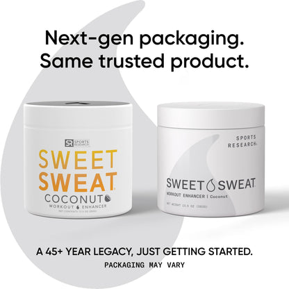 Sports Research Sweet Sweat Coconut Workout Enhancer Gel - Maximize Your Exercise & Sweat Faster - 13.5oz Jar - dailyvitalstore
