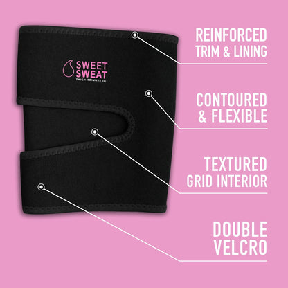 Sports Research Sweet Sweat Thigh Trimmers for Men & Women Increases Sweat & Activity to the Thighs during Exercise (Pink Logo, Medium) - dailyvitalstore