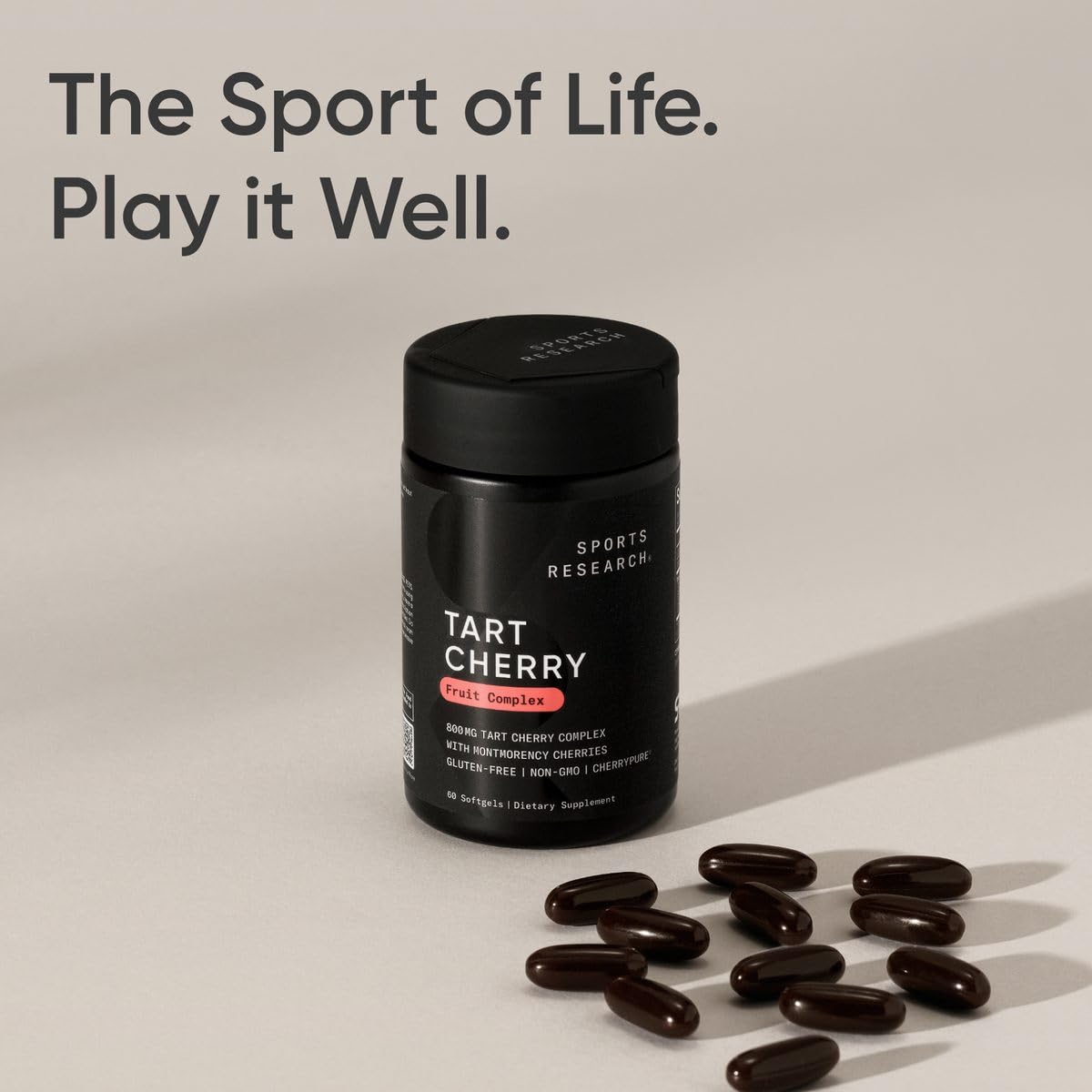 Sports Research Tart Cherry Capsules - Made from Montmorency Tart Cherries - Non-GMO & Gluten Free - 60 Liquid Softgels - dailyvitalstore