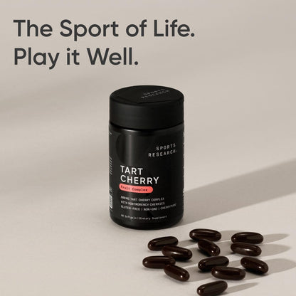 Sports Research Tart Cherry Capsules - Made from Montmorency Tart Cherries - Non-GMO & Gluten Free - 60 Liquid Softgels - dailyvitalstore