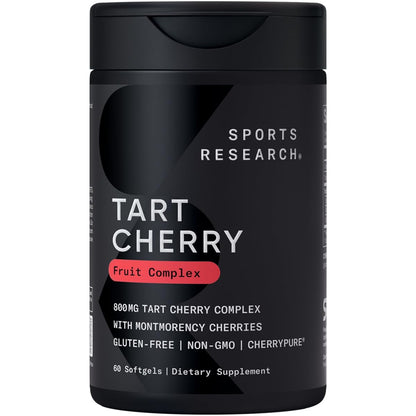 Sports Research Tart Cherry Capsules - Made from Montmorency Tart Cherries - Non-GMO & Gluten Free - 60 Liquid Softgels - dailyvitalstore