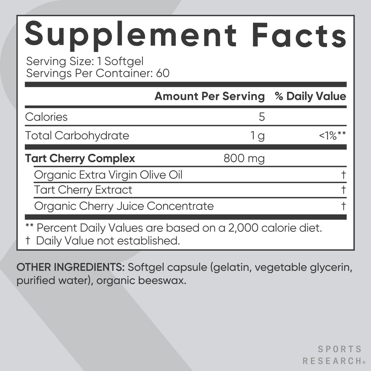 Sports Research Tart Cherry Capsules - Made from Montmorency Tart Cherries - Non-GMO & Gluten Free - 60 Liquid Softgels - dailyvitalstore