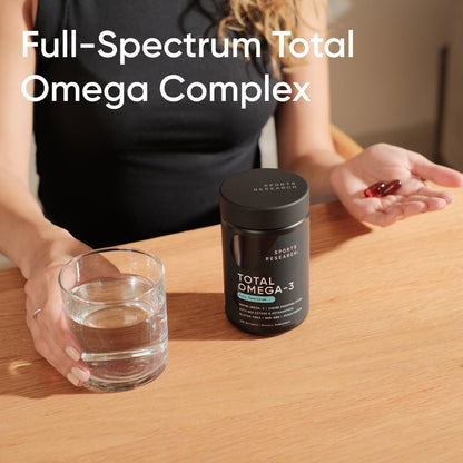 Sports Research® Total Omega-3 Fish Oil 2200mg - Made from Antarctic Krill w/Astaxanthin, Wild Sockeye Salmon & Alaska Pollock - 960mg of EPA & DHA - 120 Softgels - dailyvitalstore