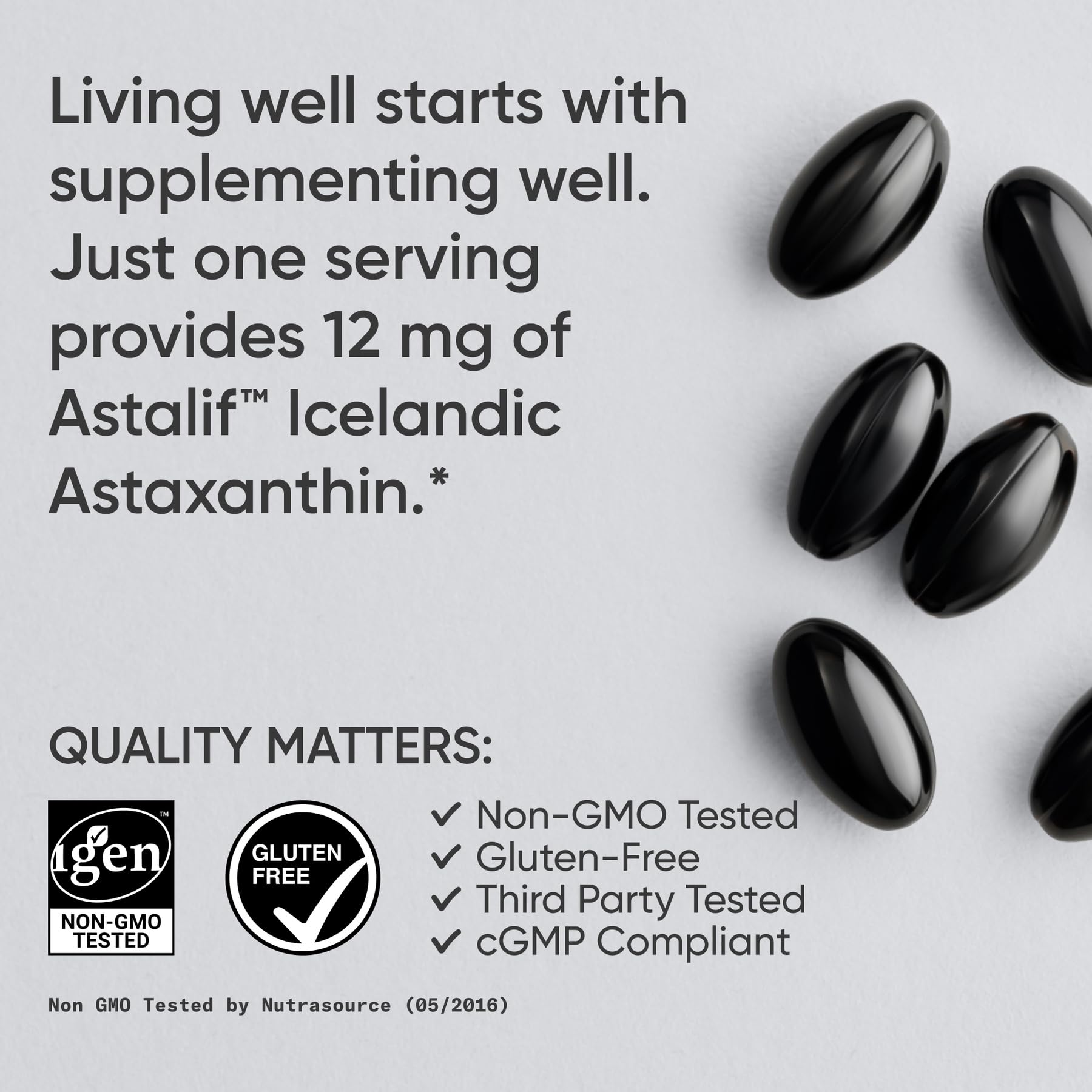Sports Research® Triple Strength Astaxanthin 12mg w/Organic Coconut Oil - Antioxidant Supplement for Skin & Eye Health Support* - Soy Free · Non-GMO · Gluten Free - 60 Softgels - dailyvitalstore