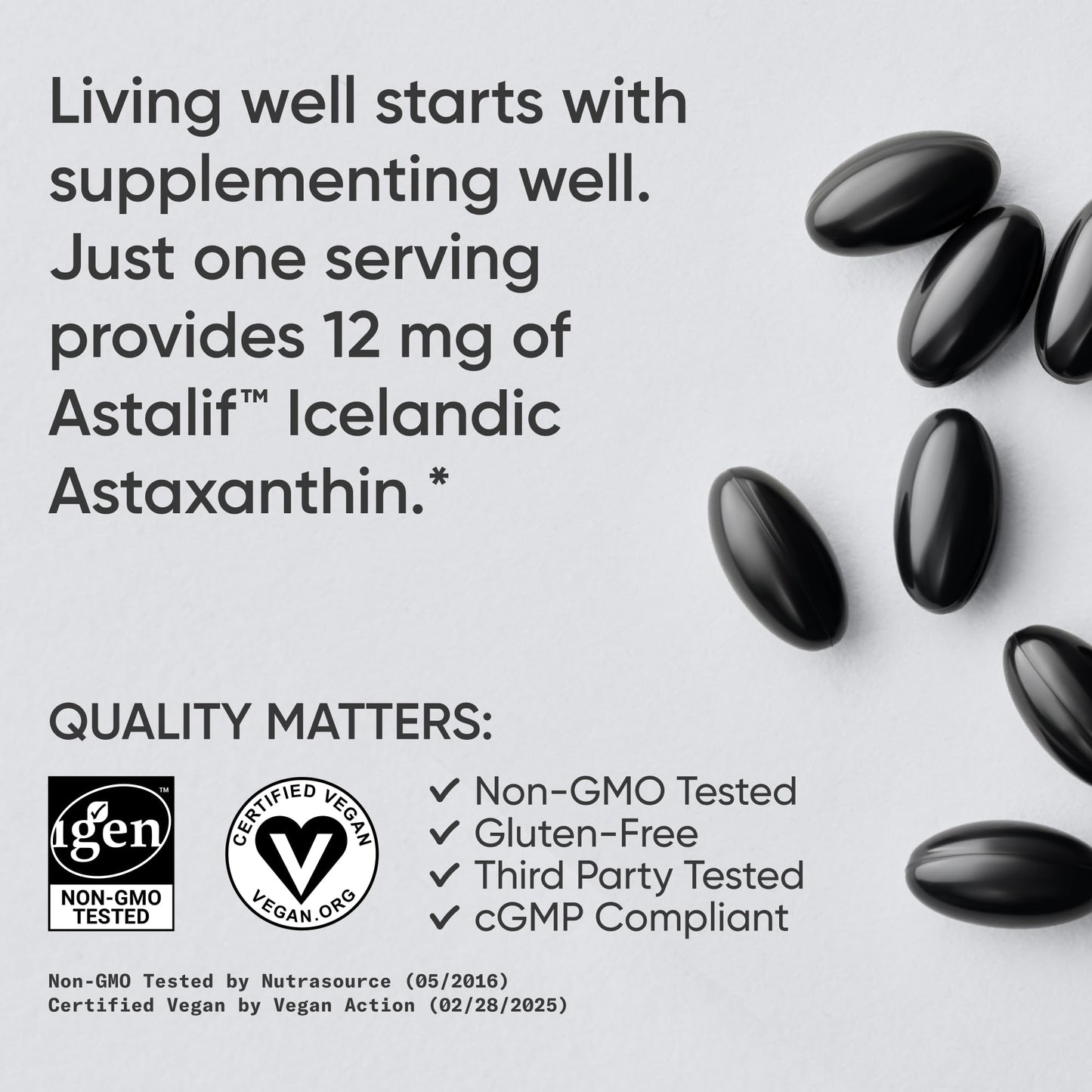 Sports Research Triple Strength Vegan Astaxanthin Supplement from Algae - Plant Based Softgels for Antioxidant Activity, Skin & Eye Health - Non-GMO Verified, Made with Coconut Oil - 12mg, 60 Count - dailyvitalstore