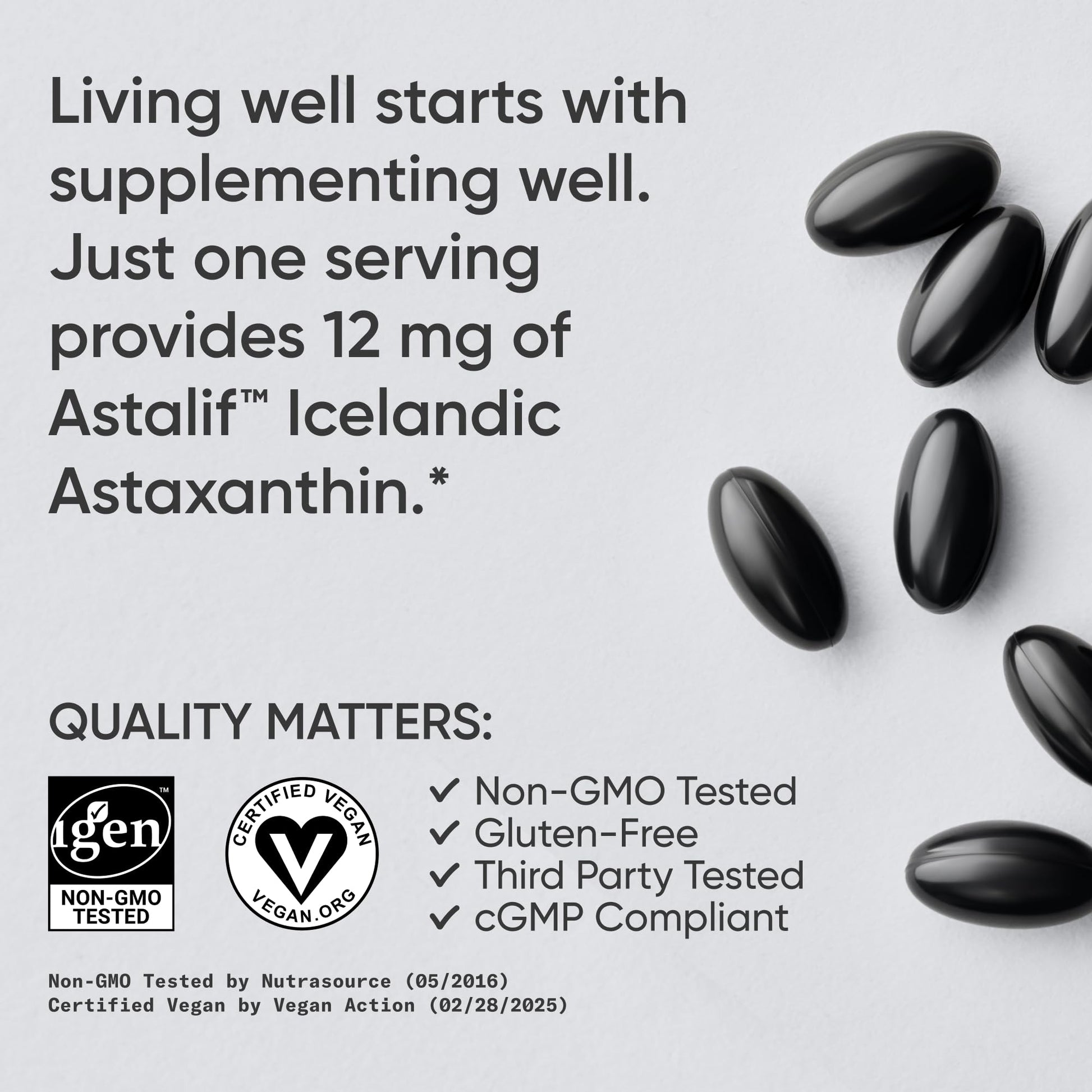 Sports Research Triple Strength Vegan Astaxanthin Supplement from Algae - Plant Based Softgels for Antioxidant Activity, Skin & Eye Health - Non-GMO Verified, Made with Coconut Oil - 12mg, 60 Count - dailyvitalstore