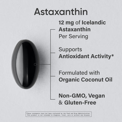 Sports Research Triple Strength Vegan Astaxanthin Supplement from Algae - Plant Based Softgels for Antioxidant Activity, Skin & Eye Health - Non-GMO Verified, Made with Coconut Oil - 12mg, 60 Count - dailyvitalstore