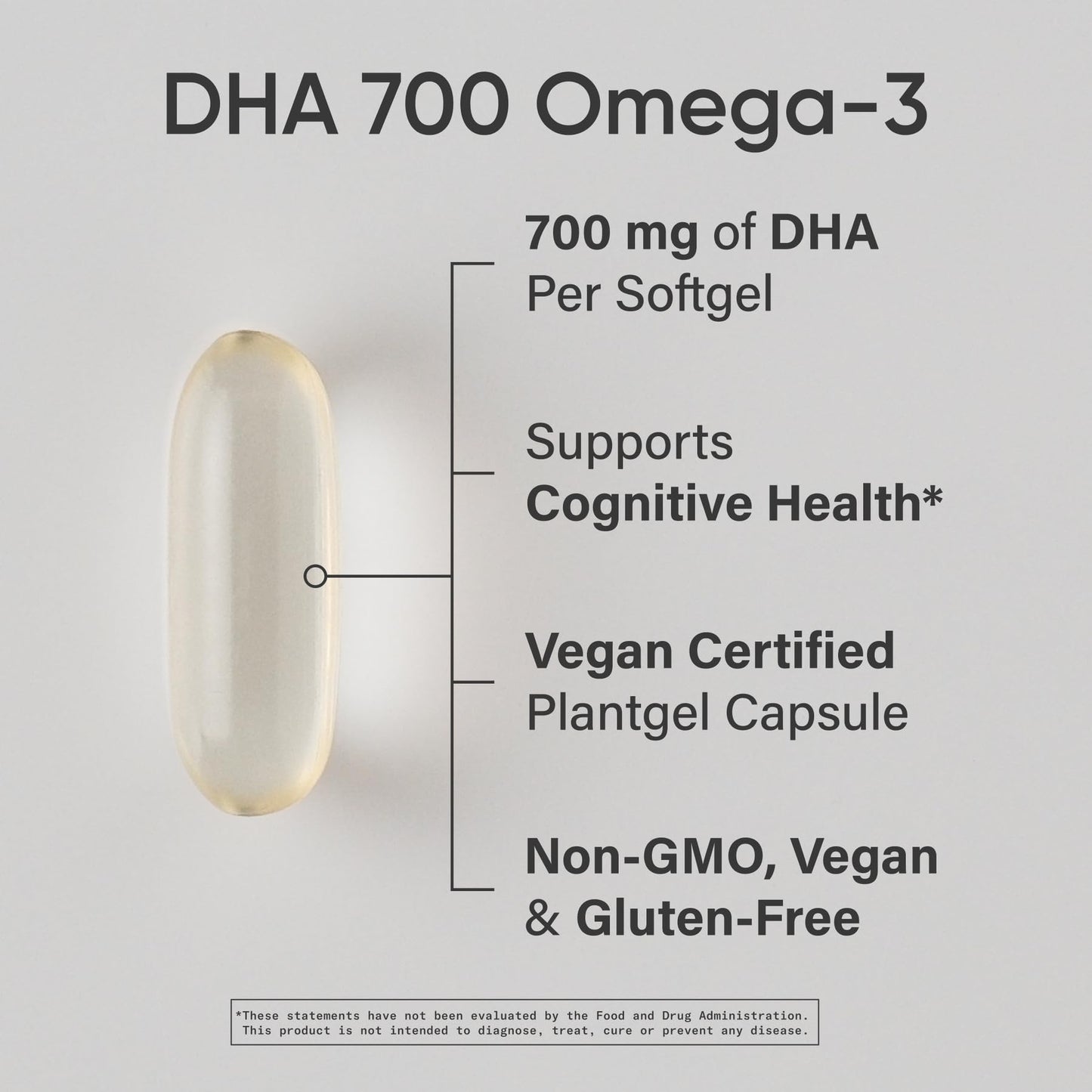Sports Research® Vegan DHA 700mg - Cognitive Support, Brain Support, Supplement with Omega-3 DHA from Algae Oil - Vegan Certified · Non-GMO · Gluten Free - 90 Count Softgels - dailyvitalstore