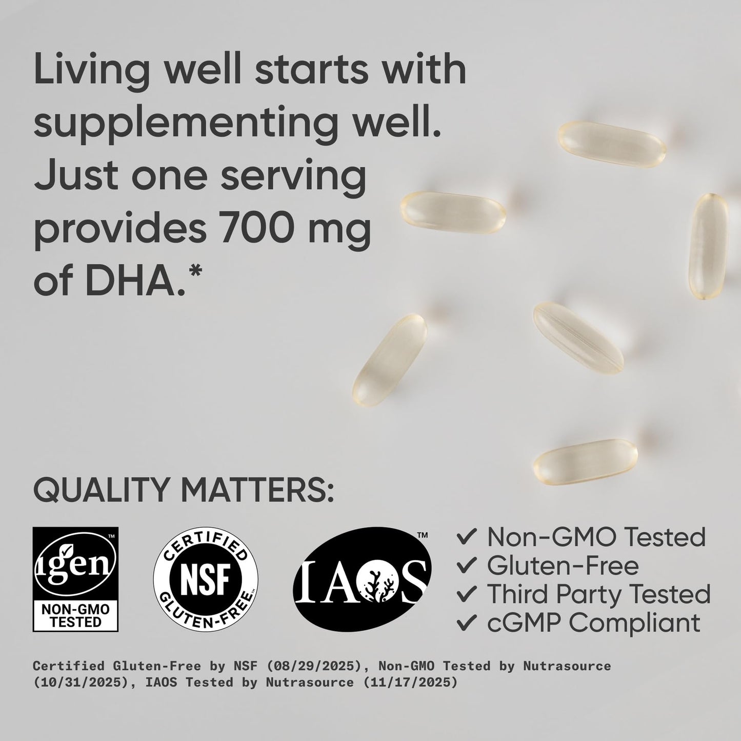 Sports Research® Vegan DHA 700mg - Cognitive Support, Brain Support, Supplement with Omega-3 DHA from Algae Oil - Vegan Certified · Non-GMO · Gluten Free - 90 Count Softgels - dailyvitalstore