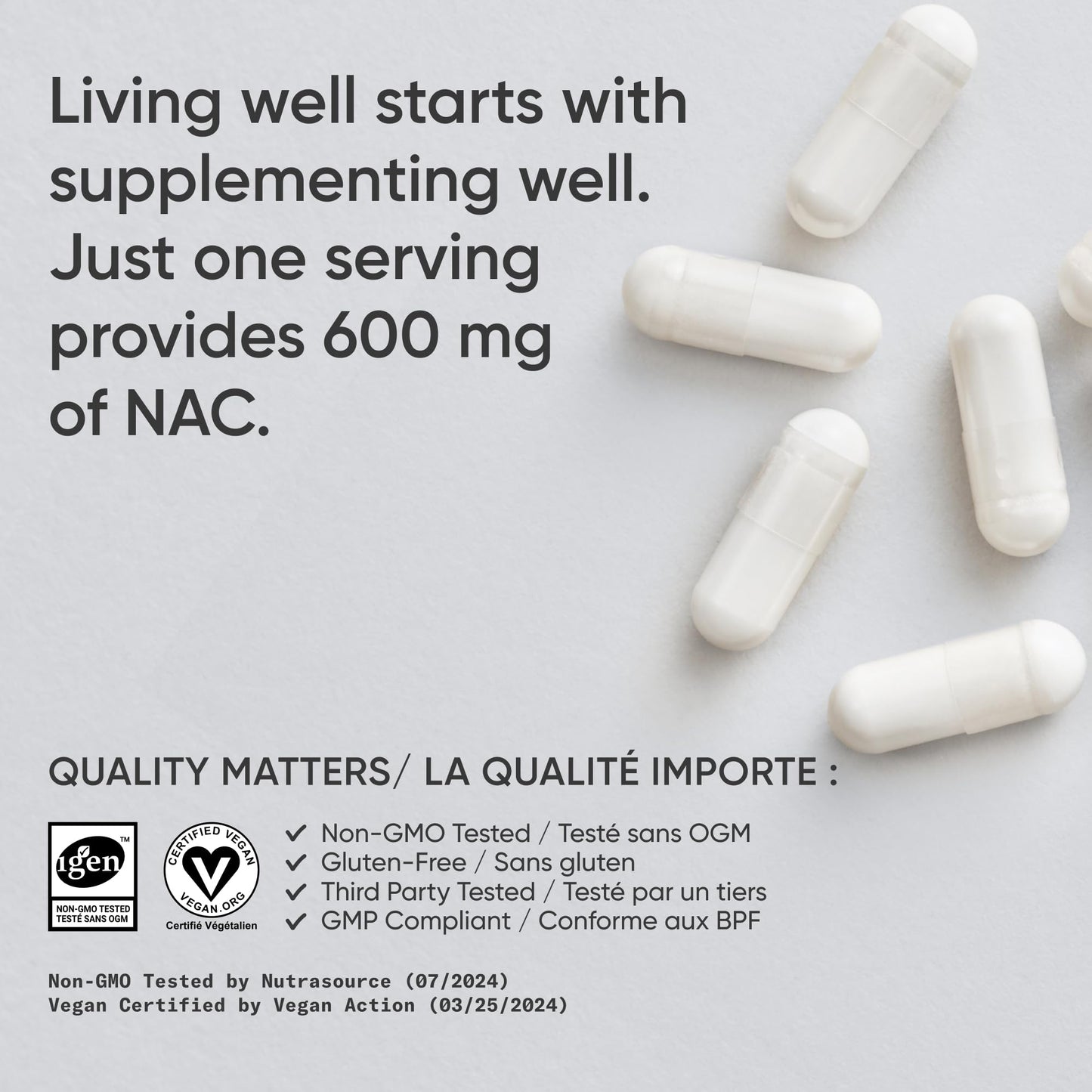 Sports Research Vegan NAC Supplement (N-Acetyl Cysteine) 600 mg - Supports Antioxidant Activity - NAC 600 mg - Non-GMO - 90 Capsules for Adults Daily Use - dailyvitalstore