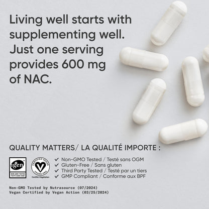 Sports Research Vegan NAC Supplement (N-Acetyl Cysteine) 600 mg - Supports Antioxidant Activity - NAC 600 mg - Non-GMO - 90 Capsules for Adults Daily Use - dailyvitalstore
