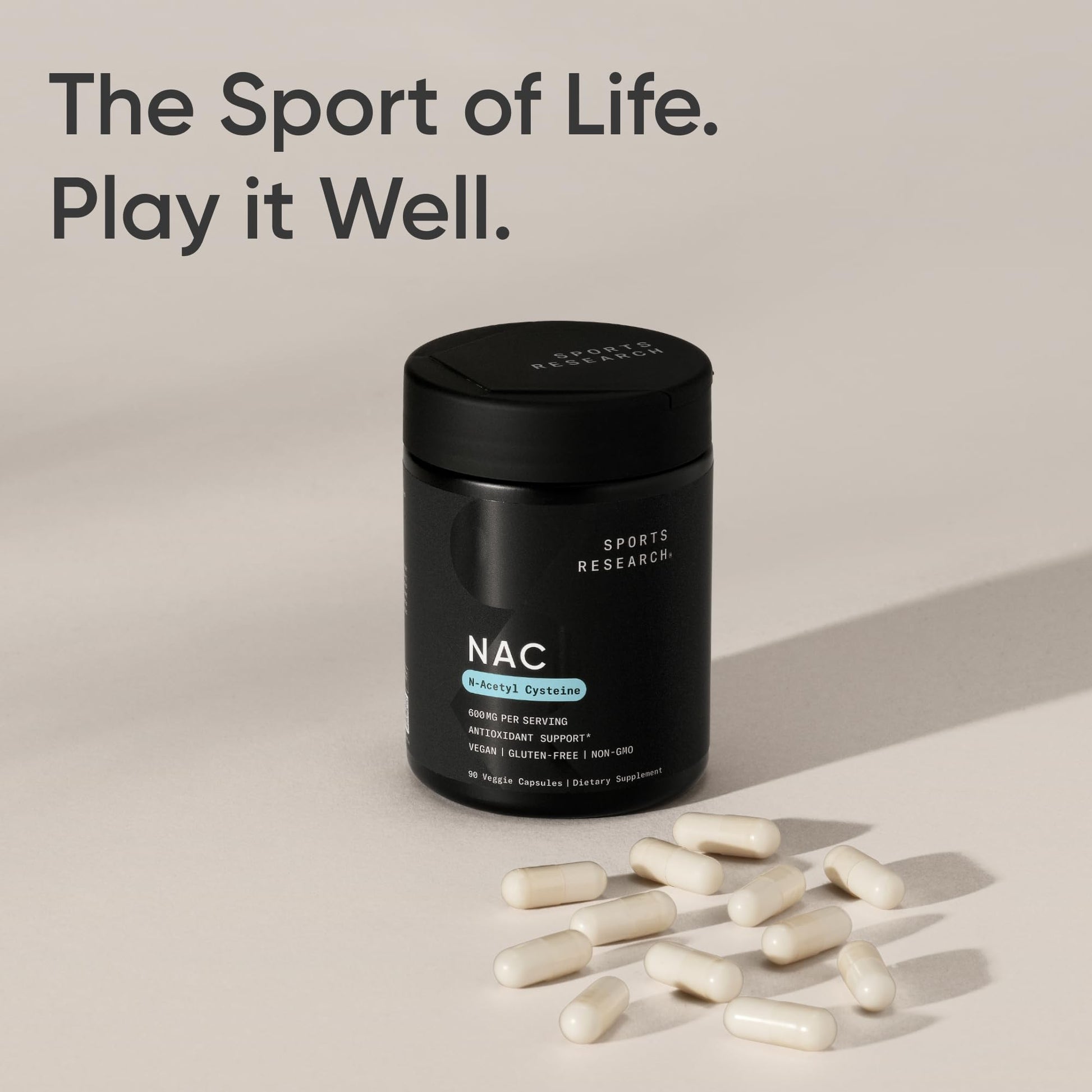 Sports Research Vegan NAC Supplement (N-Acetyl Cysteine) 600 mg - Supports Antioxidant Activity - NAC 600 mg - Non-GMO - 90 Capsules for Adults Daily Use - dailyvitalstore