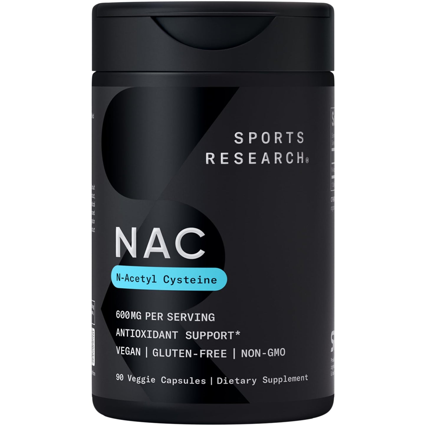 Sports Research Vegan NAC Supplement (N-Acetyl Cysteine) 600 mg - Supports Antioxidant Activity - NAC 600 mg - Non-GMO - 90 Capsules for Adults Daily Use - dailyvitalstore