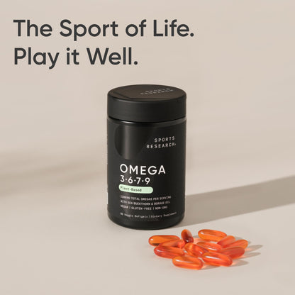 Sports Research® Vegan Omega 3-6-7-9 - 1200 mg of Multi-Spectrum Omega Fatty Acids Certified Non-GMO Formula with Sea Buckthorn & Borage Oil - 90 Veggie Softgels - dailyvitalstore