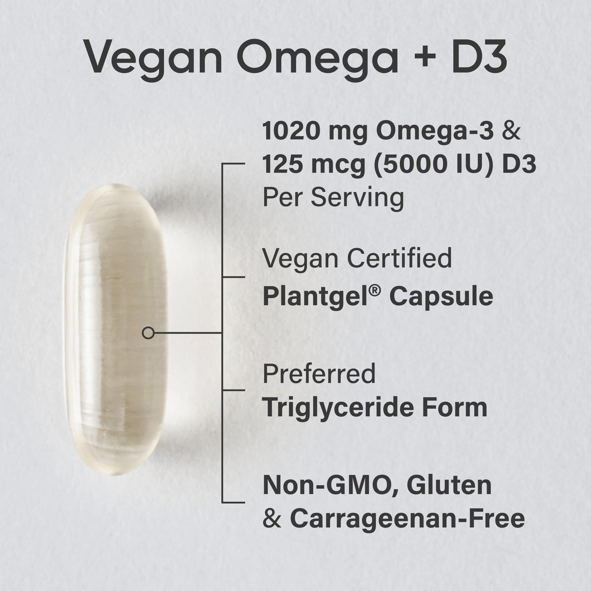 Sports Research Vegan Omega-3 with Vitamin D3 Softgels - 1020mg Omega-3 & 5000iu D3 Supplement - Fish Oil Alternative with Vitamin D Plant-Based Support from Algae Oil - 60 Veggie Softgels for Adults - dailyvitalstore