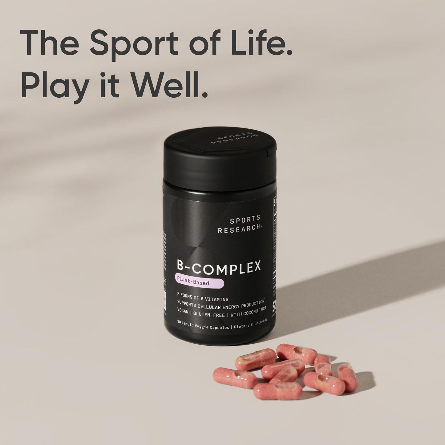 Sports Research Vitamin B-Complex - Full Spectrum of B Vitamins - 90 Liquid Veggie Capsules - dailyvitalstore