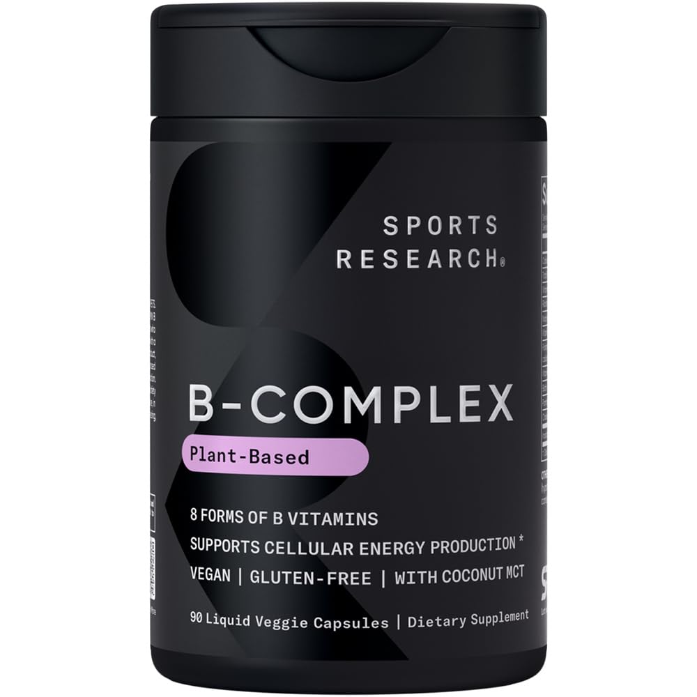Sports Research Vitamin B-Complex - Full Spectrum of B Vitamins - 90 Liquid Veggie Capsules - dailyvitalstore