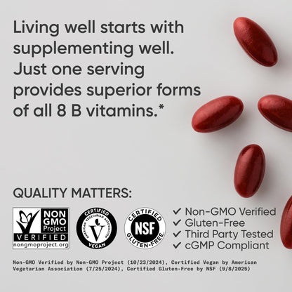 Sports Research® Vitamin B-Complex - Full Spectrum of B Vitamins with Methylated B12 & Folate - Gluten Free · Plant-Based · Non-GMO · Vegan-Friendly Formula - 120 Veggie Softgels - dailyvitalstore