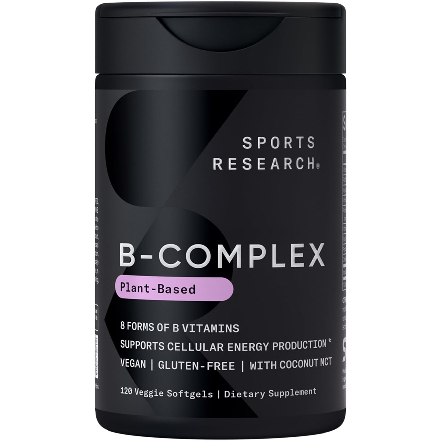 Sports Research® Vitamin B-Complex - Full Spectrum of B Vitamins with Methylated B12 & Folate - Gluten Free · Plant-Based · Non-GMO · Vegan-Friendly Formula - 120 Veggie Softgels - dailyvitalstore