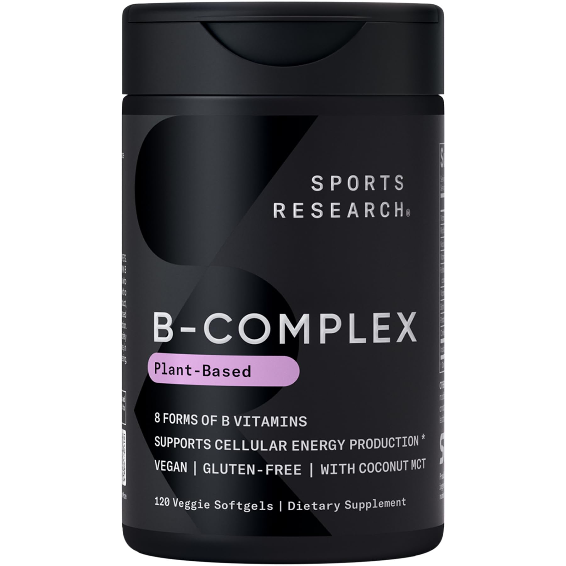 Sports Research® Vitamin B-Complex - Full Spectrum of B Vitamins with Methylated B12 & Folate - Gluten Free · Plant-Based · Non-GMO · Vegan-Friendly Formula - 120 Veggie Softgels - dailyvitalstore