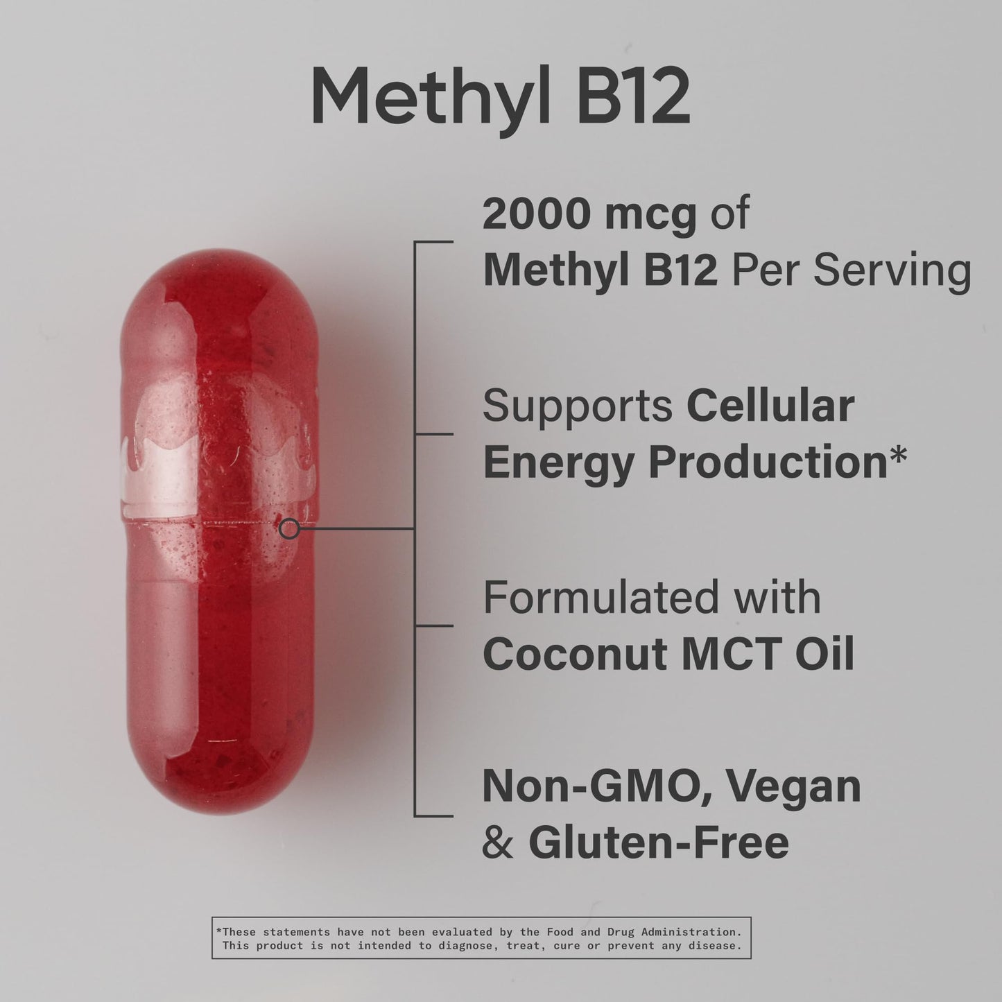 Sports Research® Vitamin B12 as Methylcobalamin 2000mcg - Plant Based B12 w/Coconut MCT Oil for Energy Metabolism Support - Vegan Certified · Non-GMO · Gluten Free - 120 Liquid Caps - dailyvitalstore