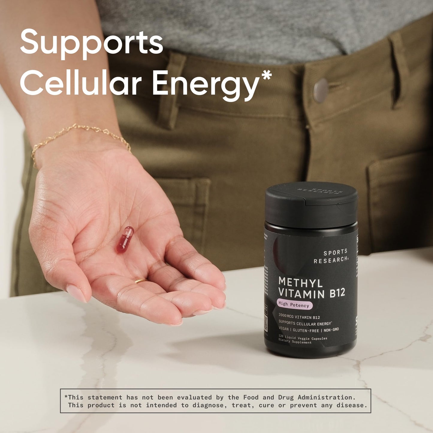 Sports Research® Vitamin B12 as Methylcobalamin 2000mcg - Plant Based B12 w/Coconut MCT Oil for Energy Metabolism Support - Vegan Certified · Non-GMO · Gluten Free - 120 Liquid Caps - dailyvitalstore