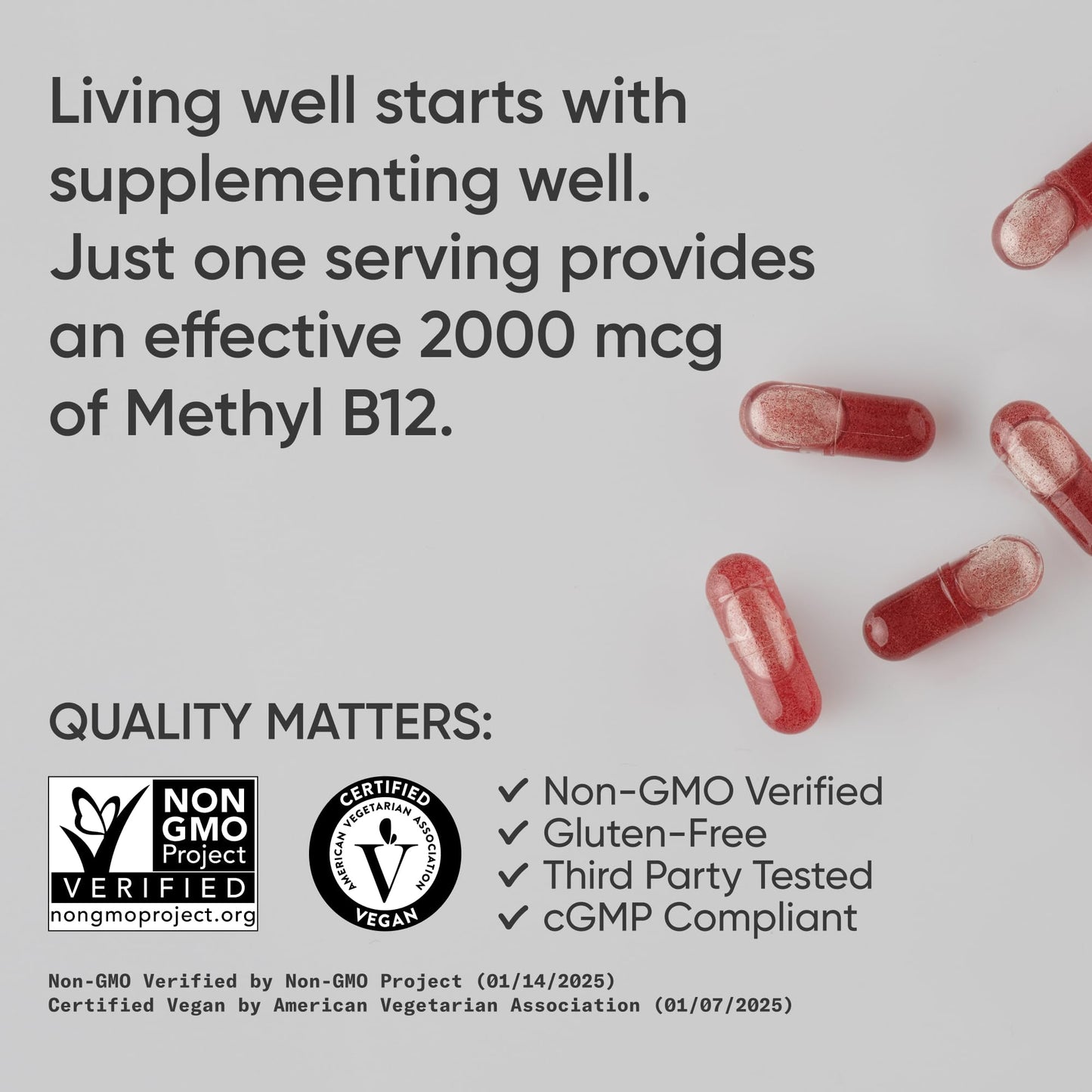 Sports Research® Vitamin B12 as Methylcobalamin 2000mcg - Plant Based B12 w/Coconut MCT Oil for Energy Metabolism Support - Vegan Certified · Non-GMO · Gluten Free - 120 Liquid Caps - dailyvitalstore