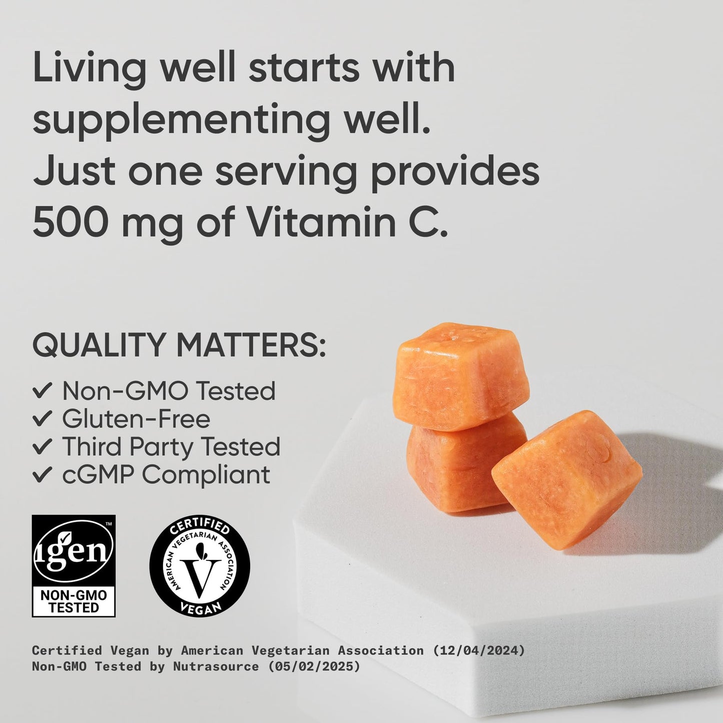 Sports Research­® Vitamin C Gummies | 500 mg Vitamin C | Sugar Free, Gelatin Free, Vegan Certified & Non-GMO Tested | Immune & Antioxidant Support 60 Gummies - dailyvitalstore
