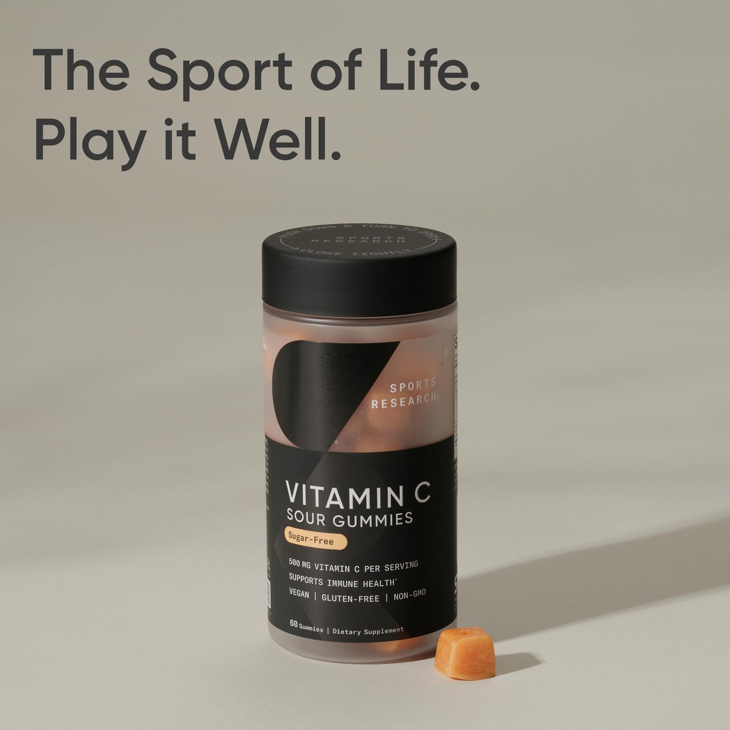 Sports Research­® Vitamin C Gummies | 500 mg Vitamin C | Sugar Free, Gelatin Free, Vegan Certified & Non-GMO Tested | Immune & Antioxidant Support 60 Gummies - dailyvitalstore