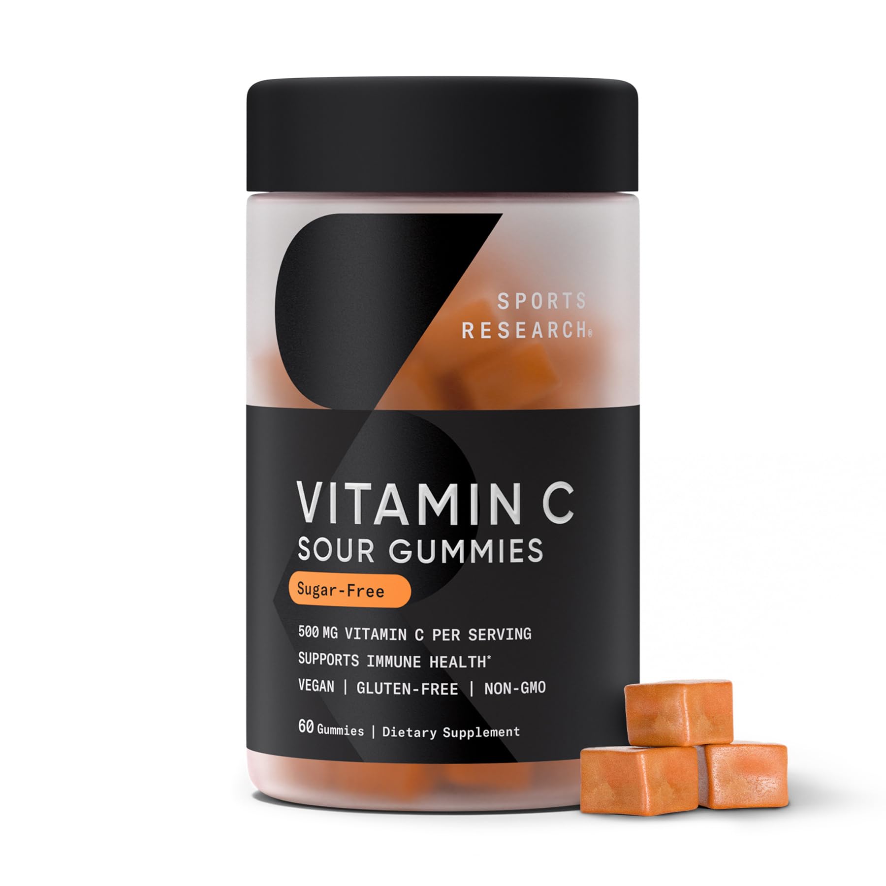 Sports Research­® Vitamin C Gummies | 500 mg Vitamin C | Sugar Free, Gelatin Free, Vegan Certified & Non-GMO Tested | Immune & Antioxidant Support 60 Gummies - dailyvitalstore