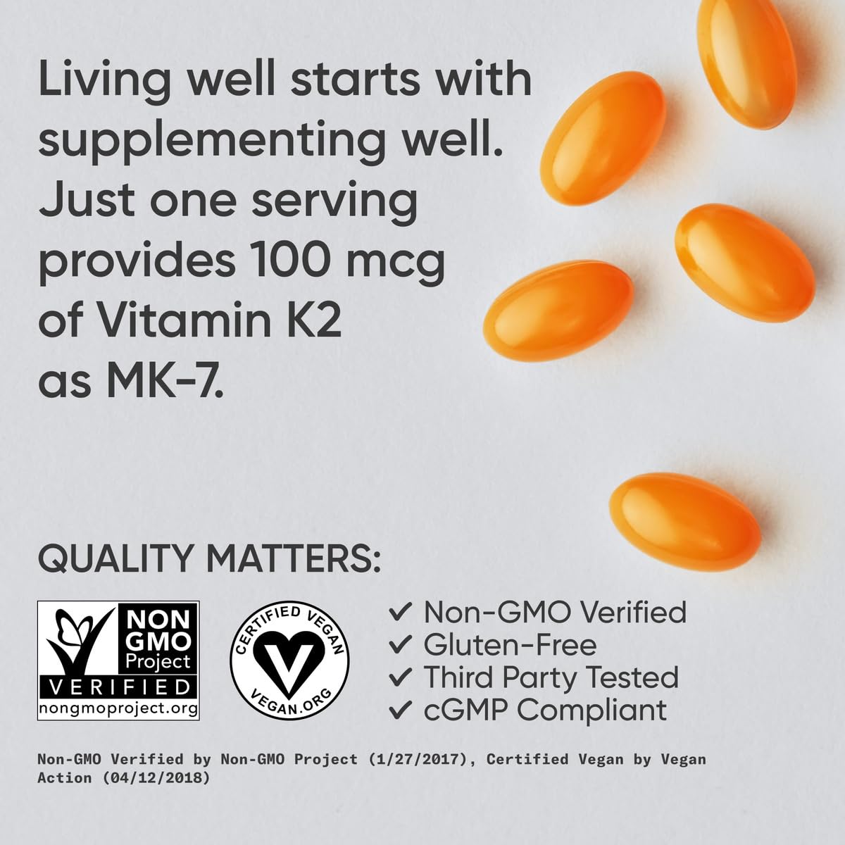 Sports Research Vitamin K2 as MK-7 100mcg with Coconut MCT Oil - 120 Veggie Softgels (4 Month Supply) Vegan Certified, Non-GMO Verified, Gluten & Soy Free - dailyvitalstore