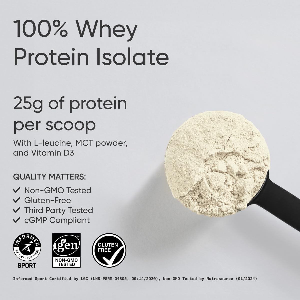Sports Research Whey Protein Isolate - Sports Nutrition Protein Powder 25g per Serving - 2.06lb Bag Whey Protein - Vanilla Flavor - Bulk Protein Powder, 26 Servings - dailyvitalstore