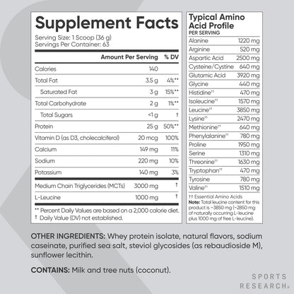 Sports Research Whey Protein Isolate - Sports Nutrition Protein Powder 25g per Serving - 5lb Bag Whey Protein - Vanilla Flavor - Bulk Protein Powder, 56 Servings - dailyvitalstore
