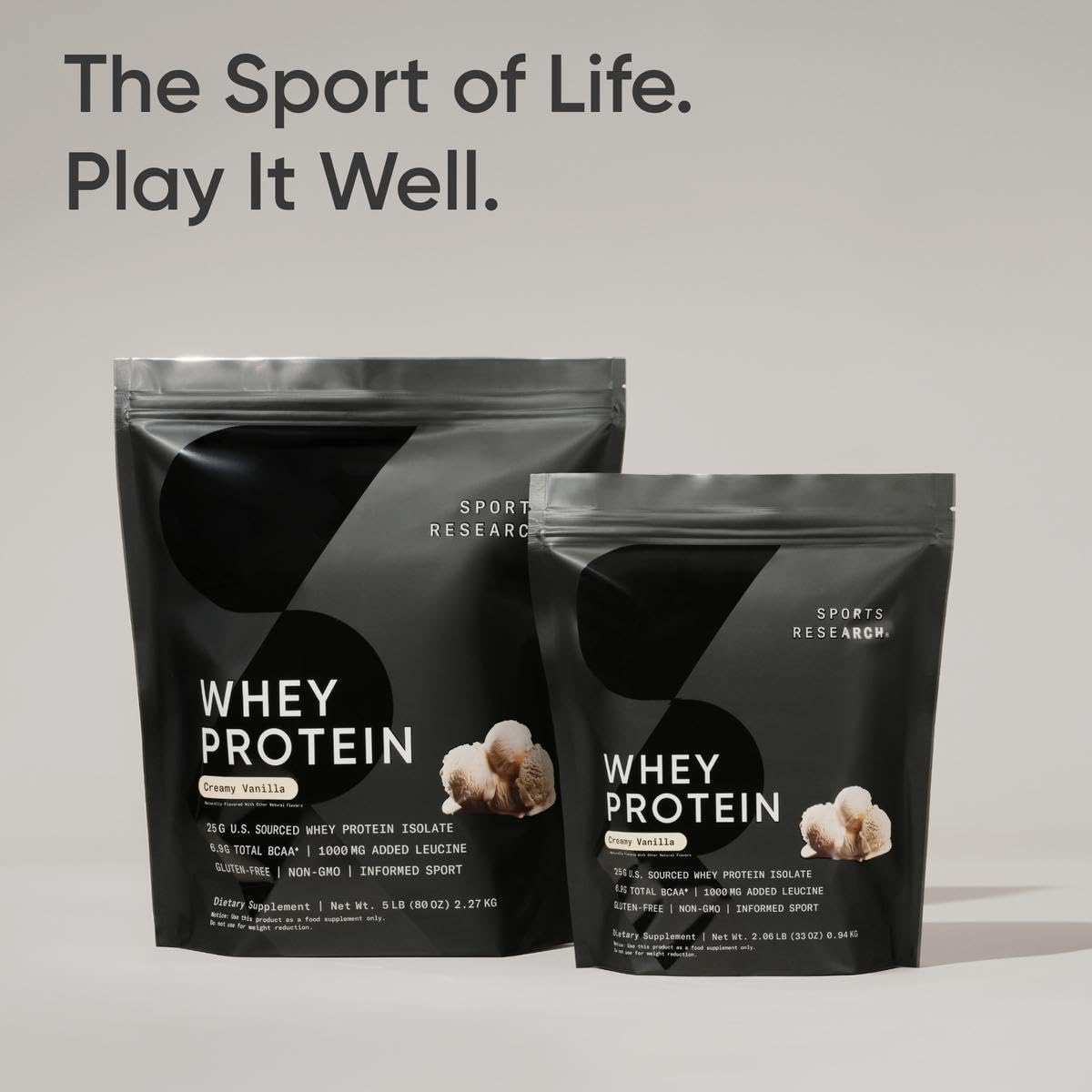 Sports Research Whey Protein Isolate - Sports Nutrition Protein Powder 25g per Serving - 5lb Bag Whey Protein - Vanilla Flavor - Bulk Protein Powder, 56 Servings - dailyvitalstore