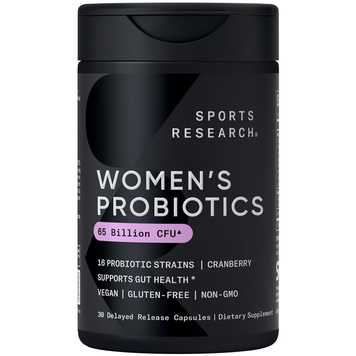Sports Research Women's Probiotics with Prebiotics, 65 Billion CFU - Vegan Capsules for Gut Health & Digestive Support, Probiotics for Women with Cranberry - Non-GMO Verified & Gluten Free - 30 Count - dailyvitalstore
