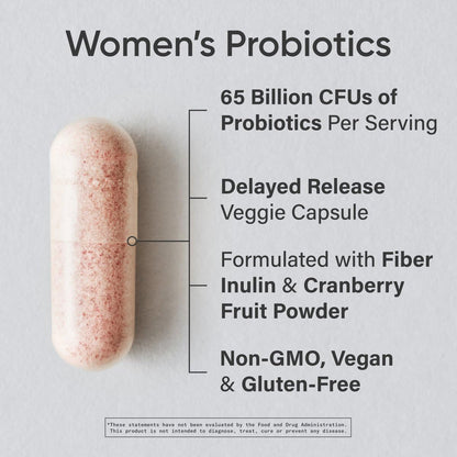 Sports Research Women's Probiotics with Prebiotics, 65 Billion CFU - Vegan Capsules for Gut Health & Digestive Support, Probiotics for Women with Cranberry - Non-GMO Verified & Gluten Free - 30 Count - dailyvitalstore